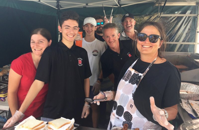 Volunteers manning the BBQ at Bunnings