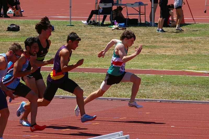 Ben running a 100m race at Doncaster earlier this year