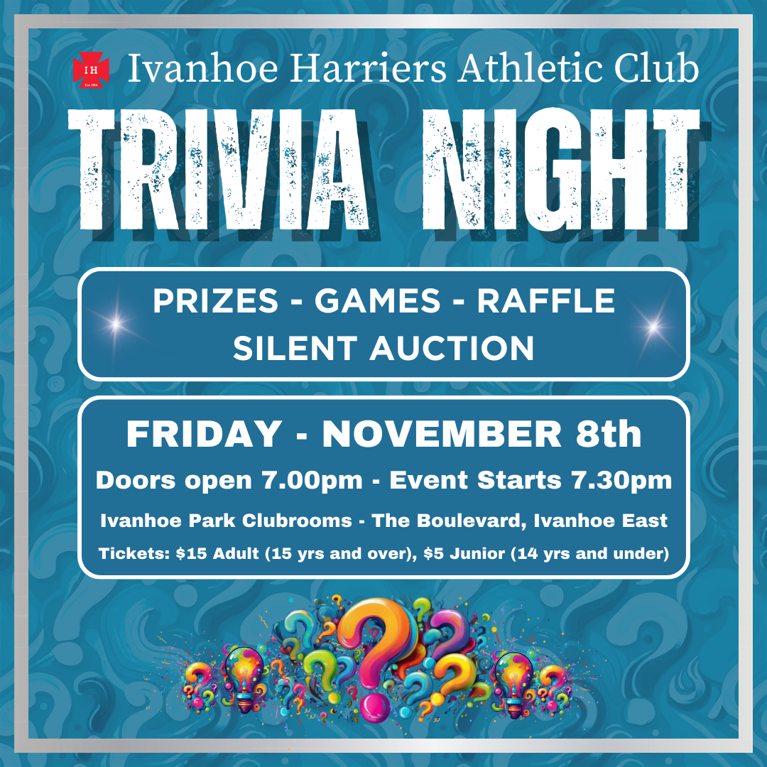 Ivanhoe Harriers 2024 Trivia Night poster